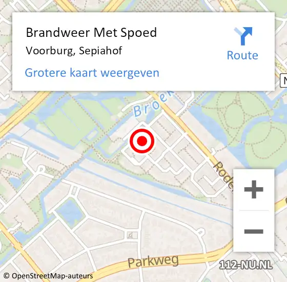 Locatie op kaart van de 112 melding: Brandweer Met Spoed Naar Voorburg, Sepiahof op 1 mei 2024 14:24