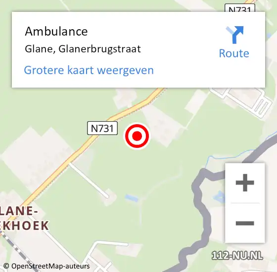 Locatie op kaart van de 112 melding: Ambulance Glane, Glanerbrugstraat op 1 mei 2024 14:25