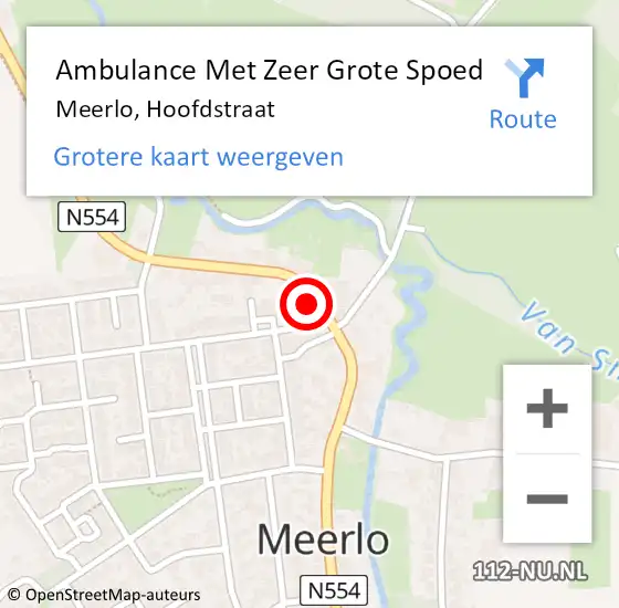 Locatie op kaart van de 112 melding: Ambulance Met Zeer Grote Spoed Naar Meerlo, Hoofdstraat op 1 mei 2024 14:31