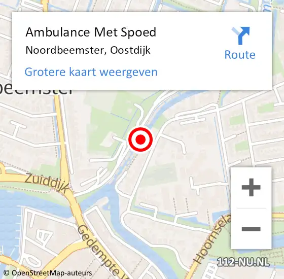 Locatie op kaart van de 112 melding: Ambulance Met Spoed Naar Noordbeemster, Oostdijk op 1 mei 2024 14:32