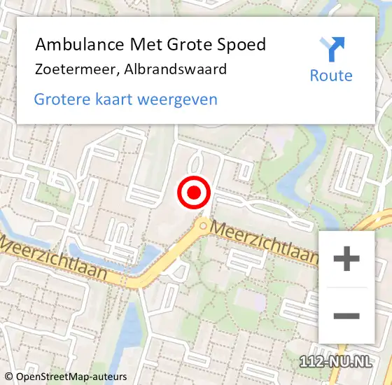 Locatie op kaart van de 112 melding: Ambulance Met Grote Spoed Naar Zoetermeer, Albrandswaard op 1 mei 2024 14:38