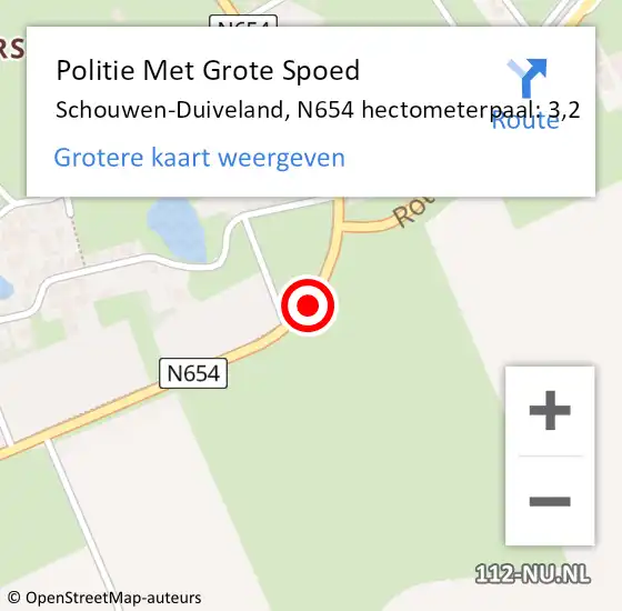 Locatie op kaart van de 112 melding: Politie Met Grote Spoed Naar Schouwen-Duiveland, N654 hectometerpaal: 3,2 op 1 mei 2024 14:45