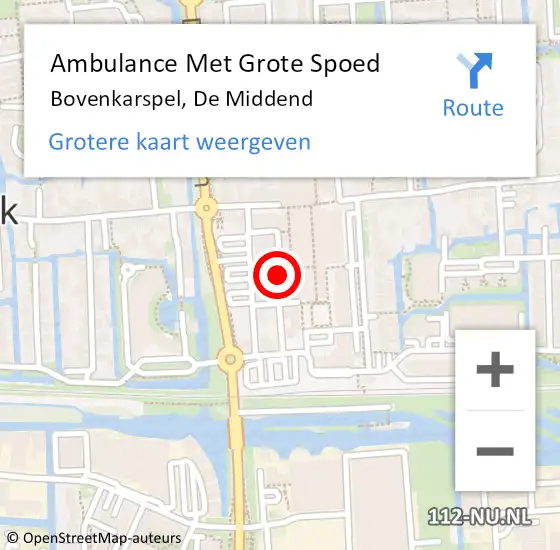 Locatie op kaart van de 112 melding: Ambulance Met Grote Spoed Naar Bovenkarspel, De Middend op 1 mei 2024 14:52