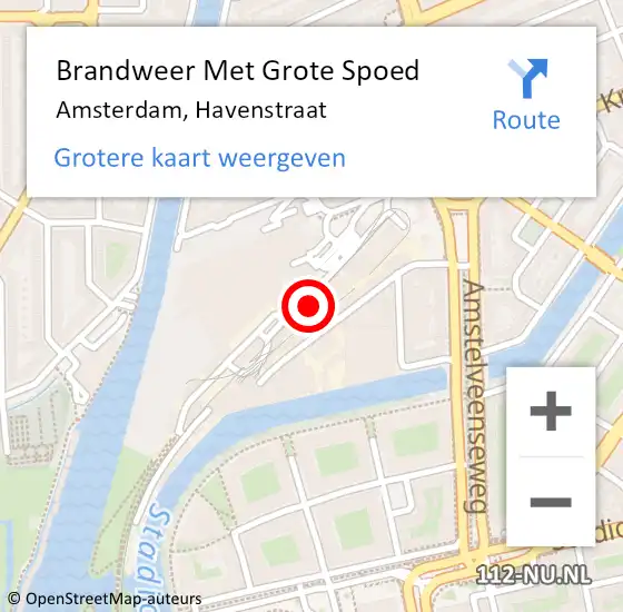 Locatie op kaart van de 112 melding: Brandweer Met Grote Spoed Naar Amsterdam, Havenstraat op 1 mei 2024 14:59