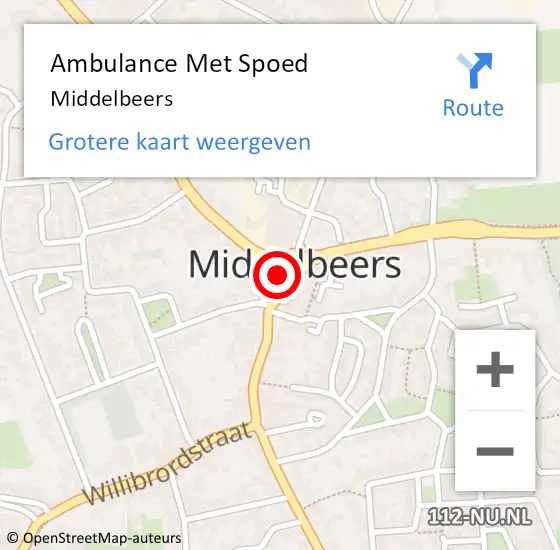 Locatie op kaart van de 112 melding: Ambulance Met Spoed Naar Middelbeers op 1 mei 2024 15:02