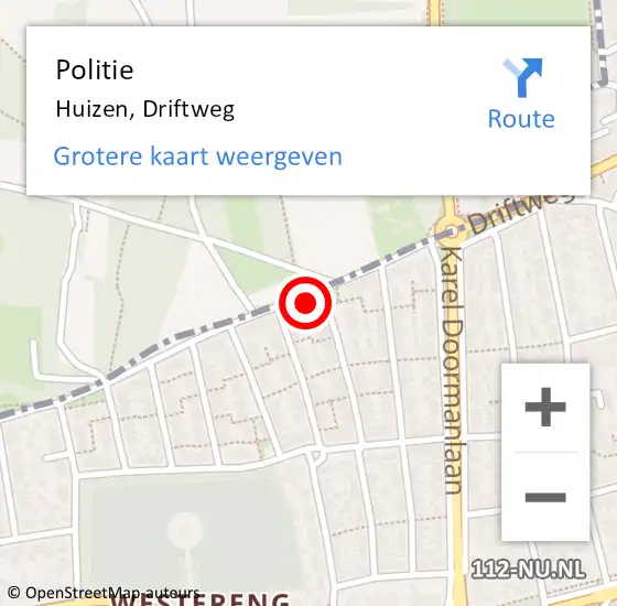 Locatie op kaart van de 112 melding: Politie Huizen, Driftweg op 1 mei 2024 15:05