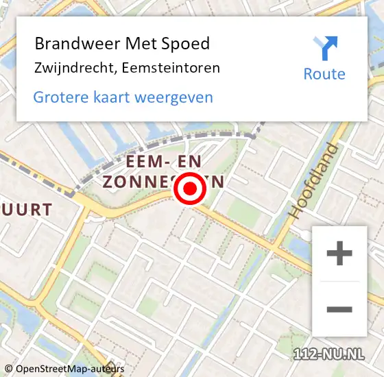 Locatie op kaart van de 112 melding: Brandweer Met Spoed Naar Zwijndrecht, Eemsteintoren op 1 mei 2024 15:07