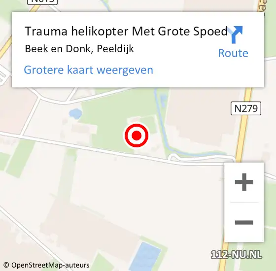 Locatie op kaart van de 112 melding: Trauma helikopter Met Grote Spoed Naar Beek en Donk, Peeldijk op 1 mei 2024 15:08