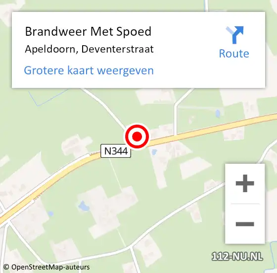 Locatie op kaart van de 112 melding: Brandweer Met Spoed Naar Apeldoorn, Deventerstraat op 1 mei 2024 15:11