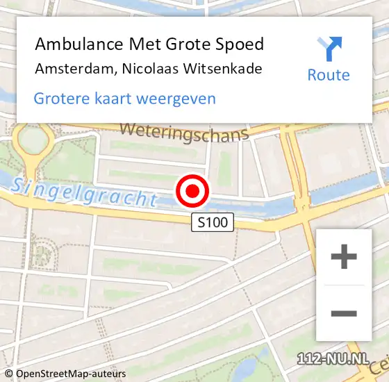 Locatie op kaart van de 112 melding: Ambulance Met Grote Spoed Naar Amsterdam, Nicolaas Witsenkade op 1 mei 2024 15:13