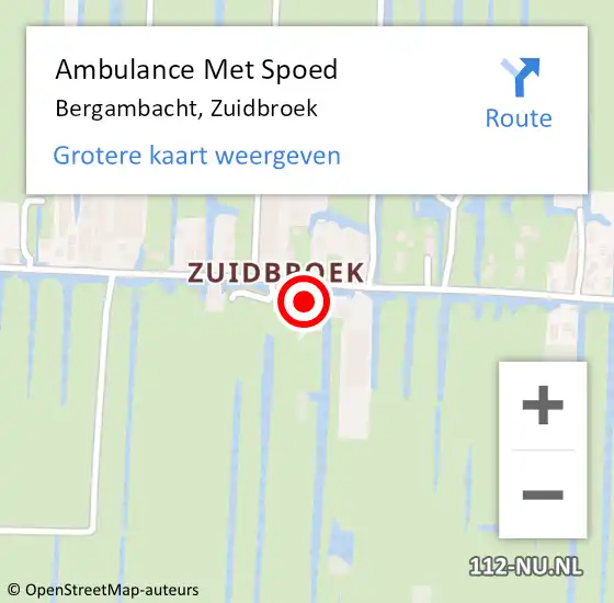 Locatie op kaart van de 112 melding: Ambulance Met Spoed Naar Bergambacht, Zuidbroek op 1 mei 2024 15:14