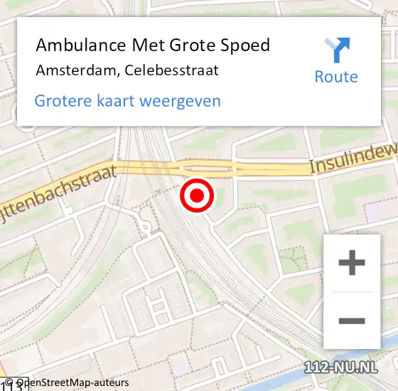 Locatie op kaart van de 112 melding: Ambulance Met Grote Spoed Naar Amsterdam, Celebesstraat op 1 mei 2024 15:19