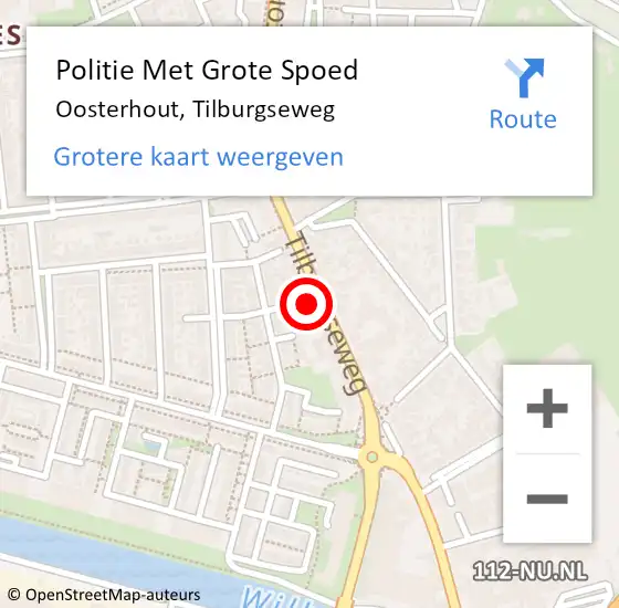 Locatie op kaart van de 112 melding: Politie Met Grote Spoed Naar Oosterhout, Tilburgseweg op 1 mei 2024 15:23