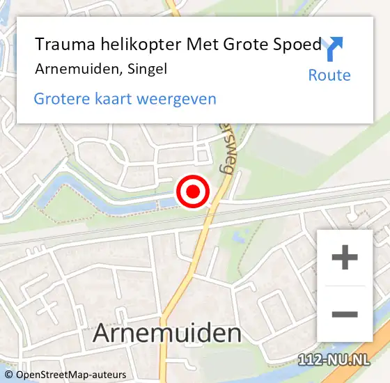 Locatie op kaart van de 112 melding: Trauma helikopter Met Grote Spoed Naar Arnemuiden, Singel op 1 mei 2024 15:34