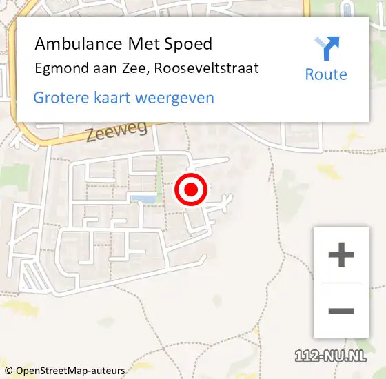 Locatie op kaart van de 112 melding: Ambulance Met Spoed Naar Egmond aan Zee, Rooseveltstraat op 4 oktober 2014 11:11