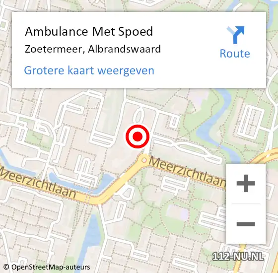 Locatie op kaart van de 112 melding: Ambulance Met Spoed Naar Zoetermeer, Albrandswaard op 1 mei 2024 15:36