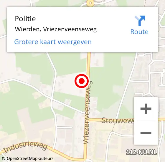 Locatie op kaart van de 112 melding: Politie Wierden, Vriezenveenseweg op 1 mei 2024 15:39