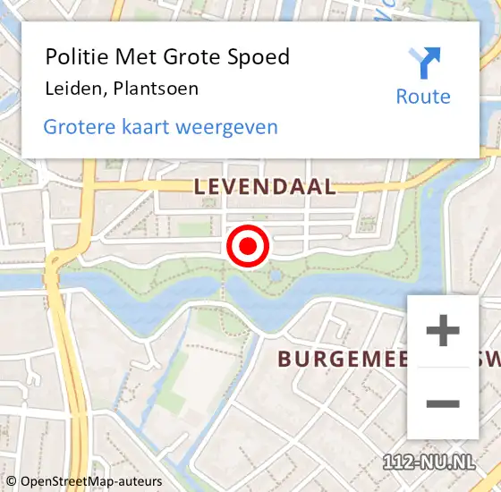 Locatie op kaart van de 112 melding: Politie Met Grote Spoed Naar Leiden, Plantsoen op 1 mei 2024 15:42