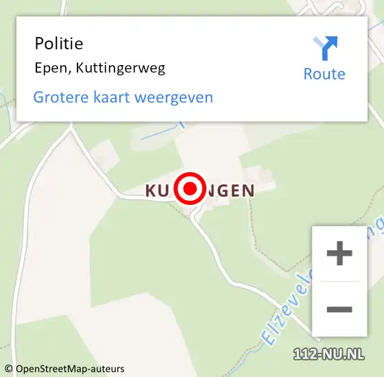 Locatie op kaart van de 112 melding: Politie Epen, Kuttingerweg op 1 mei 2024 15:43