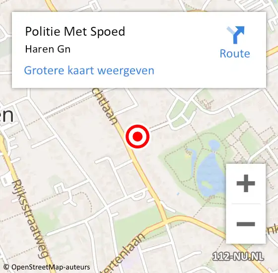 Locatie op kaart van de 112 melding: Politie Met Spoed Naar Haren Gn op 1 mei 2024 15:48