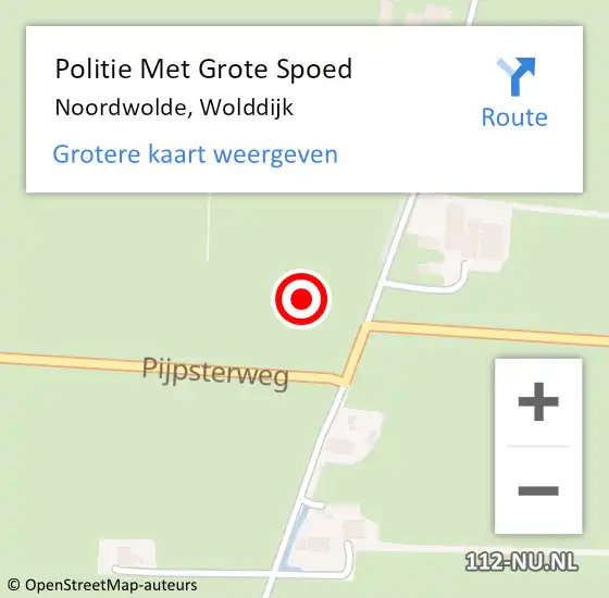 Locatie op kaart van de 112 melding: Politie Met Grote Spoed Naar Noordwolde, Wolddijk op 1 mei 2024 15:49