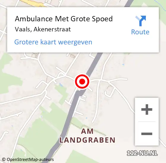Locatie op kaart van de 112 melding: Ambulance Met Grote Spoed Naar Vaals, Akenerstraat op 4 oktober 2014 11:15