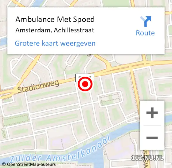 Locatie op kaart van de 112 melding: Ambulance Met Spoed Naar Amsterdam, Achillesstraat op 1 mei 2024 16:08