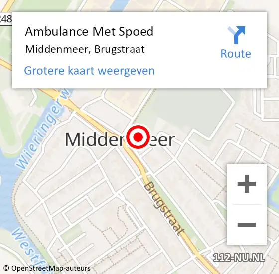 Locatie op kaart van de 112 melding: Ambulance Met Spoed Naar Middenmeer, Brugstraat op 1 mei 2024 16:08