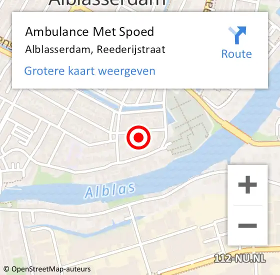 Locatie op kaart van de 112 melding: Ambulance Met Spoed Naar Alblasserdam, Reederijstraat op 1 mei 2024 16:09