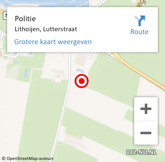 Locatie op kaart van de 112 melding: Politie Lithoijen, Lutterstraat op 1 mei 2024 16:16