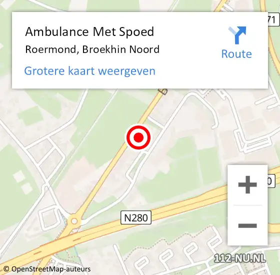 Locatie op kaart van de 112 melding: Ambulance Met Spoed Naar Roermond, Broekhin Noord op 1 mei 2024 16:19