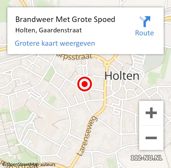 Locatie op kaart van de 112 melding: Brandweer Met Grote Spoed Naar Holten, Gaardenstraat op 1 mei 2024 16:25