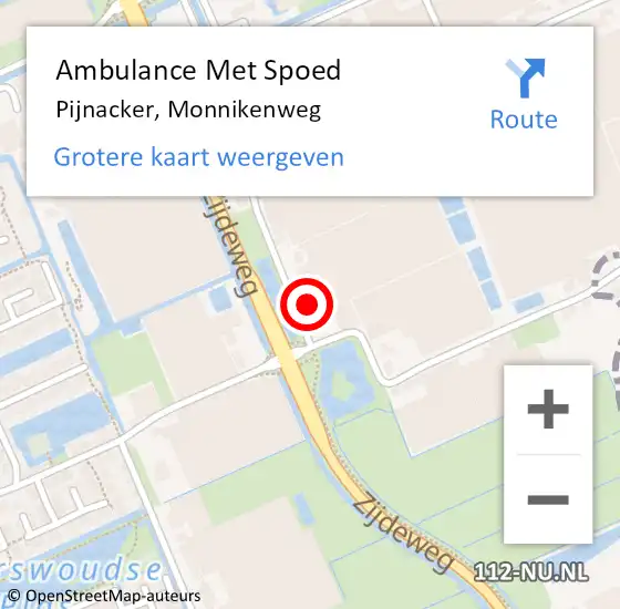Locatie op kaart van de 112 melding: Ambulance Met Spoed Naar Pijnacker, Monnikenweg op 1 mei 2024 16:26