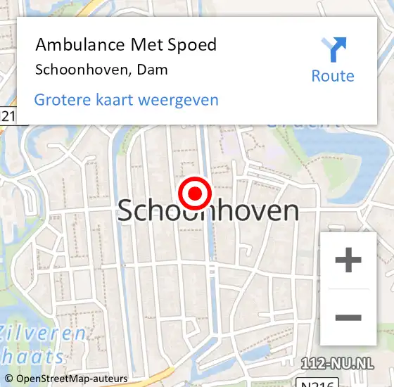 Locatie op kaart van de 112 melding: Ambulance Met Spoed Naar Schoonhoven, Dam op 1 mei 2024 16:44