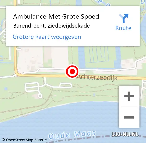 Locatie op kaart van de 112 melding: Ambulance Met Grote Spoed Naar Barendrecht, Ziedewijdsekade op 1 mei 2024 16:50