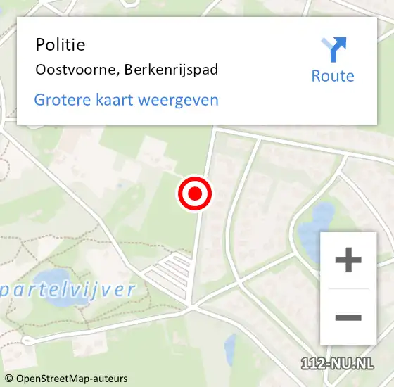 Locatie op kaart van de 112 melding: Politie Oostvoorne, Berkenrijspad op 1 mei 2024 16:57