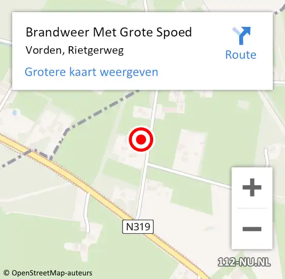 Locatie op kaart van de 112 melding: Brandweer Met Grote Spoed Naar Vorden, Rietgerweg op 1 mei 2024 16:58