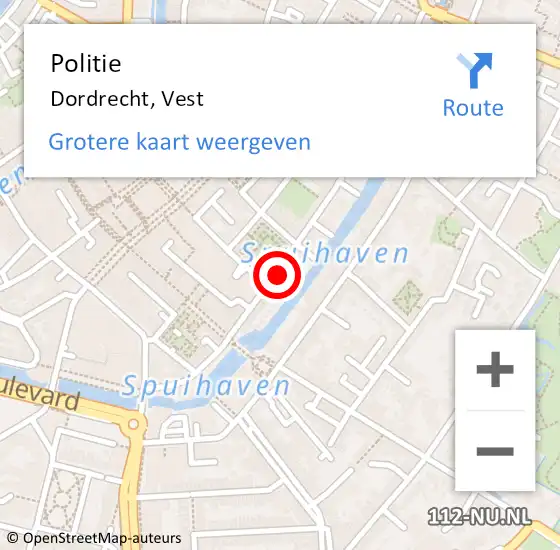 Locatie op kaart van de 112 melding: Politie Dordrecht, Vest op 1 mei 2024 17:04