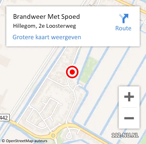 Locatie op kaart van de 112 melding: Brandweer Met Spoed Naar Hillegom, 2e Loosterweg op 1 mei 2024 17:05