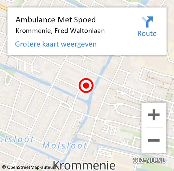 Locatie op kaart van de 112 melding: Ambulance Met Spoed Naar Krommenie, Fred Waltonlaan op 1 mei 2024 17:07