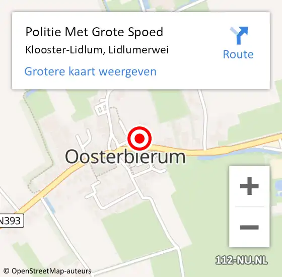 Locatie op kaart van de 112 melding: Politie Met Grote Spoed Naar Klooster-Lidlum, Lidlumerwei op 1 mei 2024 17:09