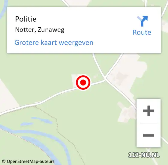 Locatie op kaart van de 112 melding: Politie Notter, Zunaweg op 1 mei 2024 17:12