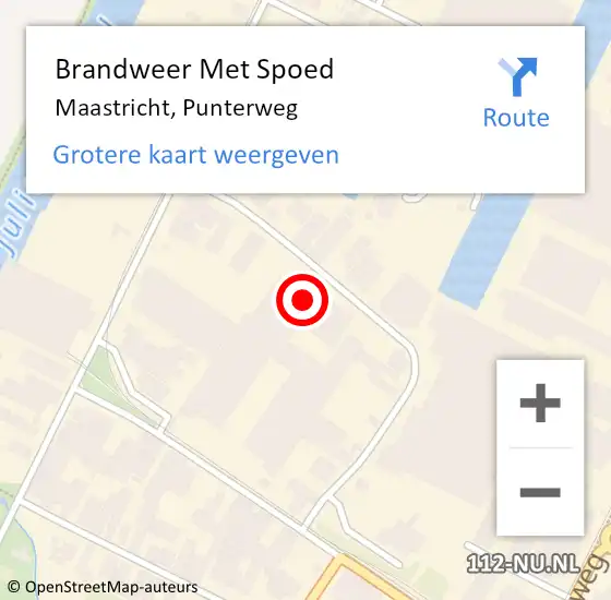 Locatie op kaart van de 112 melding: Brandweer Met Spoed Naar Maastricht, Punterweg op 1 mei 2024 17:19