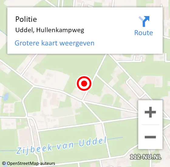 Locatie op kaart van de 112 melding: Politie Uddel, Hullenkampweg op 1 mei 2024 17:20