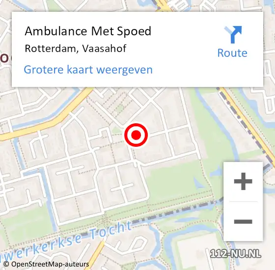 Locatie op kaart van de 112 melding: Ambulance Met Spoed Naar Rotterdam, Vaasahof op 1 mei 2024 17:24