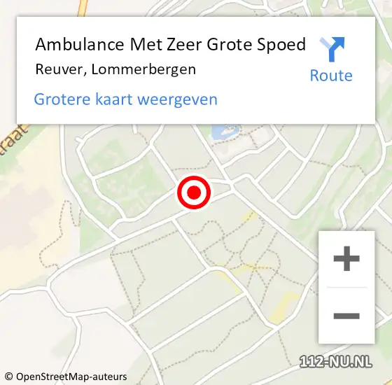 Locatie op kaart van de 112 melding: Ambulance Met Zeer Grote Spoed Naar Reuver, Lommerbergen op 1 mei 2024 17:30