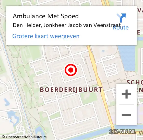 Locatie op kaart van de 112 melding: Ambulance Met Spoed Naar Den Helder, Jonkheer Jacob van Veenstraat op 1 mei 2024 17:31