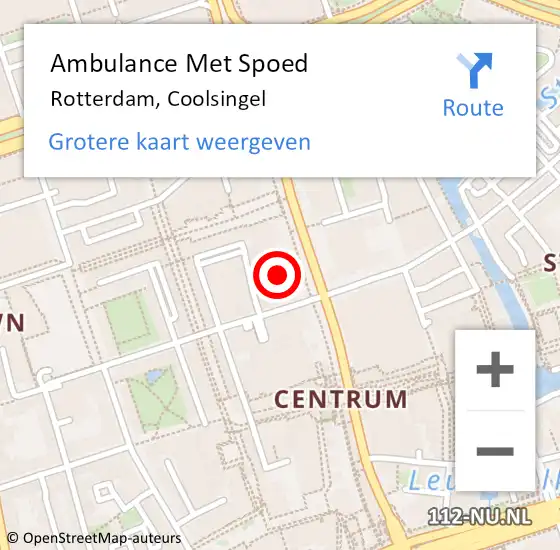Locatie op kaart van de 112 melding: Ambulance Met Spoed Naar Rotterdam, Coolsingel op 1 mei 2024 17:36