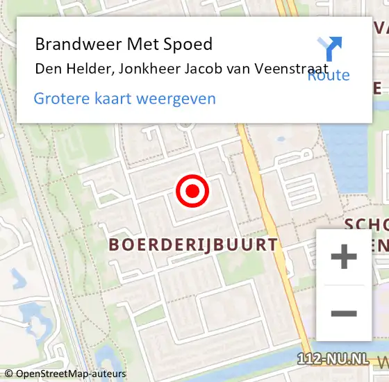 Locatie op kaart van de 112 melding: Brandweer Met Spoed Naar Den Helder, Jonkheer Jacob van Veenstraat op 1 mei 2024 17:40