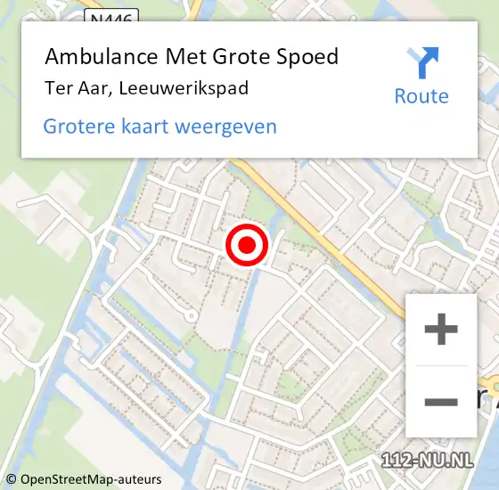 Locatie op kaart van de 112 melding: Ambulance Met Grote Spoed Naar Ter Aar, Leeuwerikspad op 4 oktober 2014 11:34